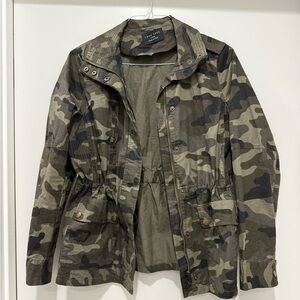 Love Tree Olive Camo Drawstring Waist Utility Jacket